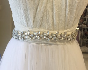 Bridal Sash Belt, Sash Belt, Wedding Sash Belt, Rhinestone Sash Belt, Wedding Dress Belt - FARRAH