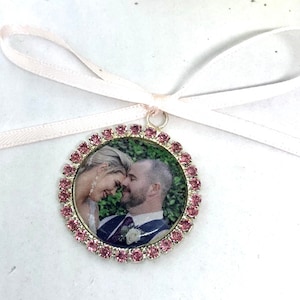 Rhinestone Bouquet Photo Charm, Bouquet Charm, Memory Charm, Bridal Charm, Keepsake Charm, Photo Bouquet Charm, Memorial Charm - PINKIE