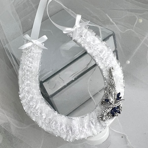 Bridal Horseshoe, Something Blue, Wedding Horseshoe, Good Luck Charm, Keepsake, Bridal Gift - HANNAH