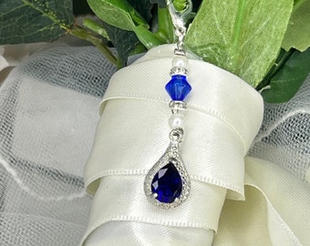 Something Blue, Bridal Pin, Good Luck Charm, Keepsake, Bridal Gift, Bridal Bouquet Charm - MARY