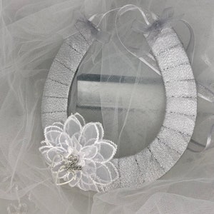 Bridal Horseshoe, Silver Horseshoe, Something Blue, Wedding Horseshoe, Good Luck Charm, Keepsake, Bridal Gift - DEMI