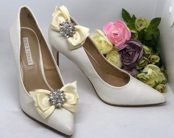 Shoe Clips, Bridal Shoe Clips, Wedding Shoe Clips, Bow Shoe Clips, Bling Shoe Clips - IVY