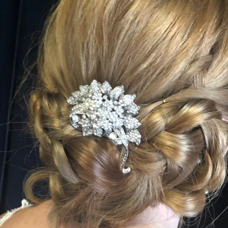 Silver Flower Wedding Bridal Hair Comb REBA