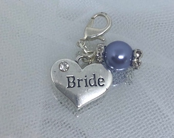 Something Blue, Bridal Pin, Good Luck Charm, Keepsake, Bridal Gift, Bridal Bouquet Charm - PEARL