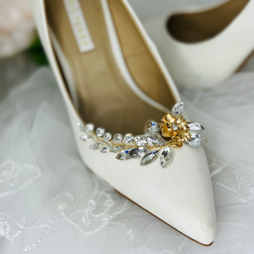 Shoe Clips, Bridal Shoe Clips, Wedding Shoe Clips, Crystal Shoe Clips, Gold Shoe Clips SHANIA Etsy