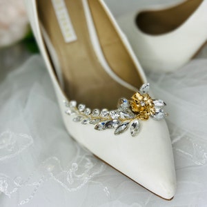 Shoe Clips, Bridal Shoe Clips, Wedding Shoe Clips, Crystal Shoe Clips, Gold Shoe Clips - SHANIA