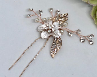 Rose Gold Hair Pins, Hair Pins, Bridal Hair Pins, Wedding Hair Pins, Bridal Headpiece, Bridal Hairpiece - AIMEE ROSE