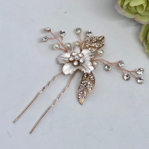 Rose Gold Hair Pins, Hair Pins, Bridal Hair Pins, Wedding Hair Pins, Bridal Headpiece, Bridal Hairpiece - AIMEE ROSE