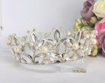 Pearl Crown, Pearl Headpiece, Pearl Bridal Crown, Bridal Headpiece, Bridal Hair Accessory, Wedding Hair Accessories - ELIZABETH