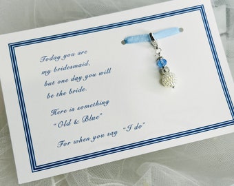 Something Blue, Bridal Pin, Good Luck Charm, Bridesmaid Keepsake, Bridal Gift, Bridal Bouquet Charm - KATERINA