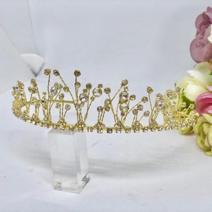 Gold Tiara, Gold Headpiece, Gold Bridal Tiara, Bridal Headpiece, Bridal Hair Accessory, Wedding Hair Accessories - BRONWYN