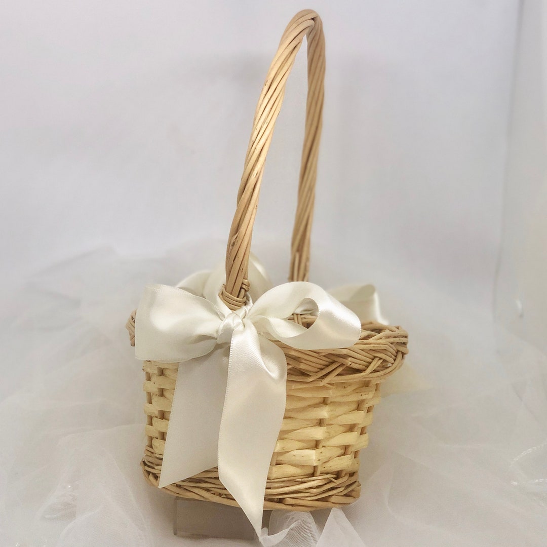 Flower Girl Basket Rustic Flower Girl Basket Cane Flower Etsy