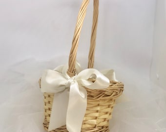 フラワーガールバスケット、アイボリーブリングフラワーガール