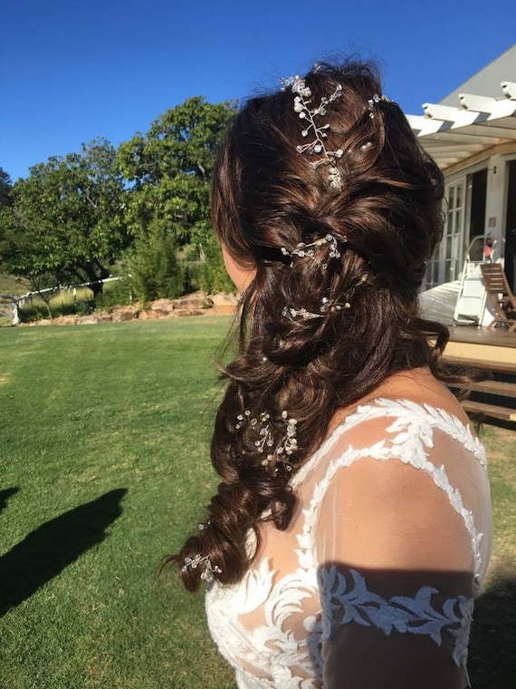 Sabrina Silver Pearl Hair Vine Etsy
