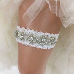 Bridal Garter, Lace Garter, Wedding Garter, Bling Garter, Something Blue, Bridal Accessories - ELOISE