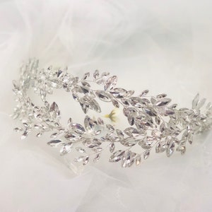Braut Kopfschmuck, Silber Haarschmuck, Braut Haarschmuck, Kristall Haarschmuck - HARPER