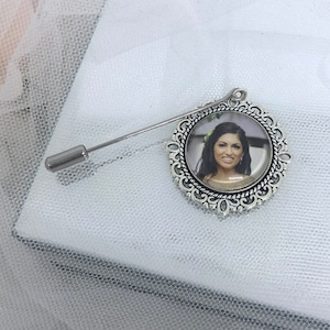 Silver Grooms Lapel Pin, Grooms Boutonnière, Grooms Lapel Pin, Photo Memory Charm Lapel Pin - NORMAN