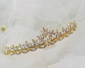Gold Tiara, Gold Headpiece, Gold Bridal Tiara, Bridal Headpiece, Bridal Hair Accessory, Wedding Hair Accessories - DAPHNE
