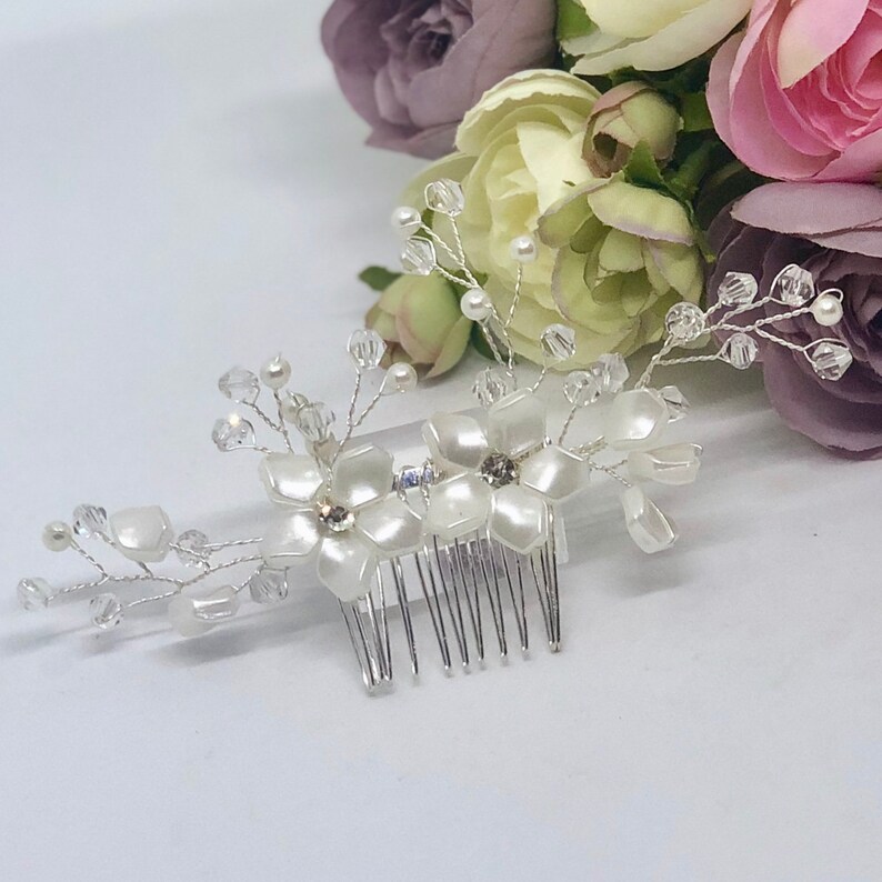 PHILLY Crystal /& Pearl Flowers Wedding Bridal Hair Comb