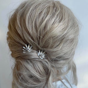 Silver Hair Pins, Hair Pins, Bridal Hair Pins, Wedding Hair Pins, Bridal Headpiece, Bridal Hairpiece - FRANKIE