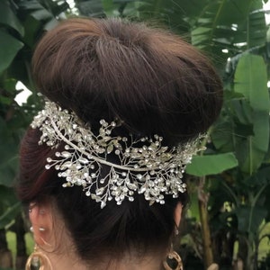 Braut Kopfschmuck, Silber Haarschmuck, Braut Haarschmuck, Kristall Haarschmuck - ISABELLA