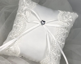 Ring Pillow, Page Boy Ring Pillow, Ring Bearer Pillow, Bling Ring Pillow, Ivory Lace Ring Pillow, Ring Box - HENRY