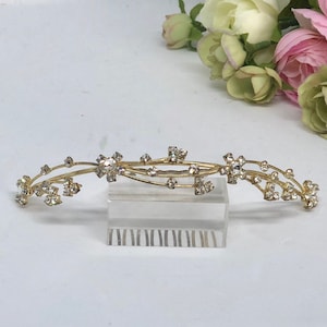 Gold Tiara, Gold Headpiece, Gold Bridal Tiara, Bridal Headpiece, Bridal Hair Accessory, Wedding Hair Accessories - QUEENIE