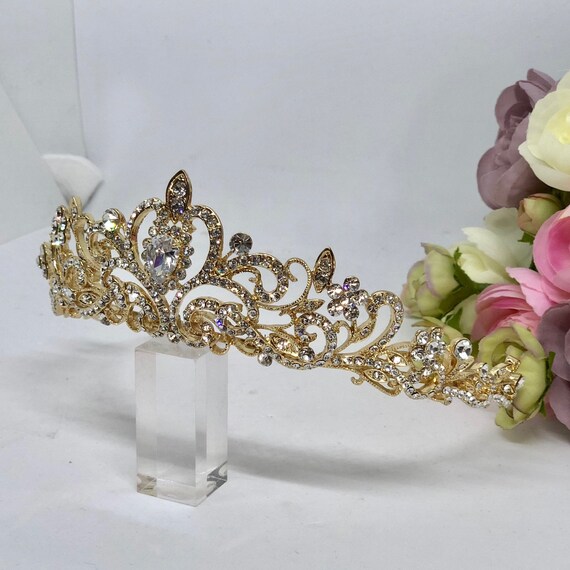 Swarovski Crystal Gold Bridal Tiara - NICOLE Wedding  display picture 2