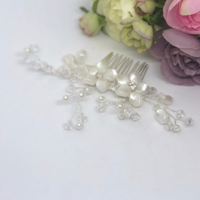 PHILLY Crystal /& Pearl Flowers Wedding Bridal Hair Comb