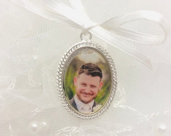 Silver Bouquet Photo Charm, Bouquet Charm, Memory Charm, Bridal Charm, Keepsake Charm, Photo Bouquet Charm, Memorial Charm - JANET SILVER