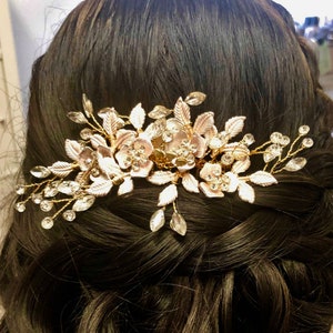 Gold Hair Comb, Bridal Hair Comb, wedding Hair Comb, Bridal Hair Piece, Wedding Hair Piece - AVA GOLD