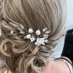 Silver Hair Pins, Hair Pins, Bridal Hair Pins, Pearl Hair Pins, Wedding Hair Pins, Bridal Headpiece  - DARCY