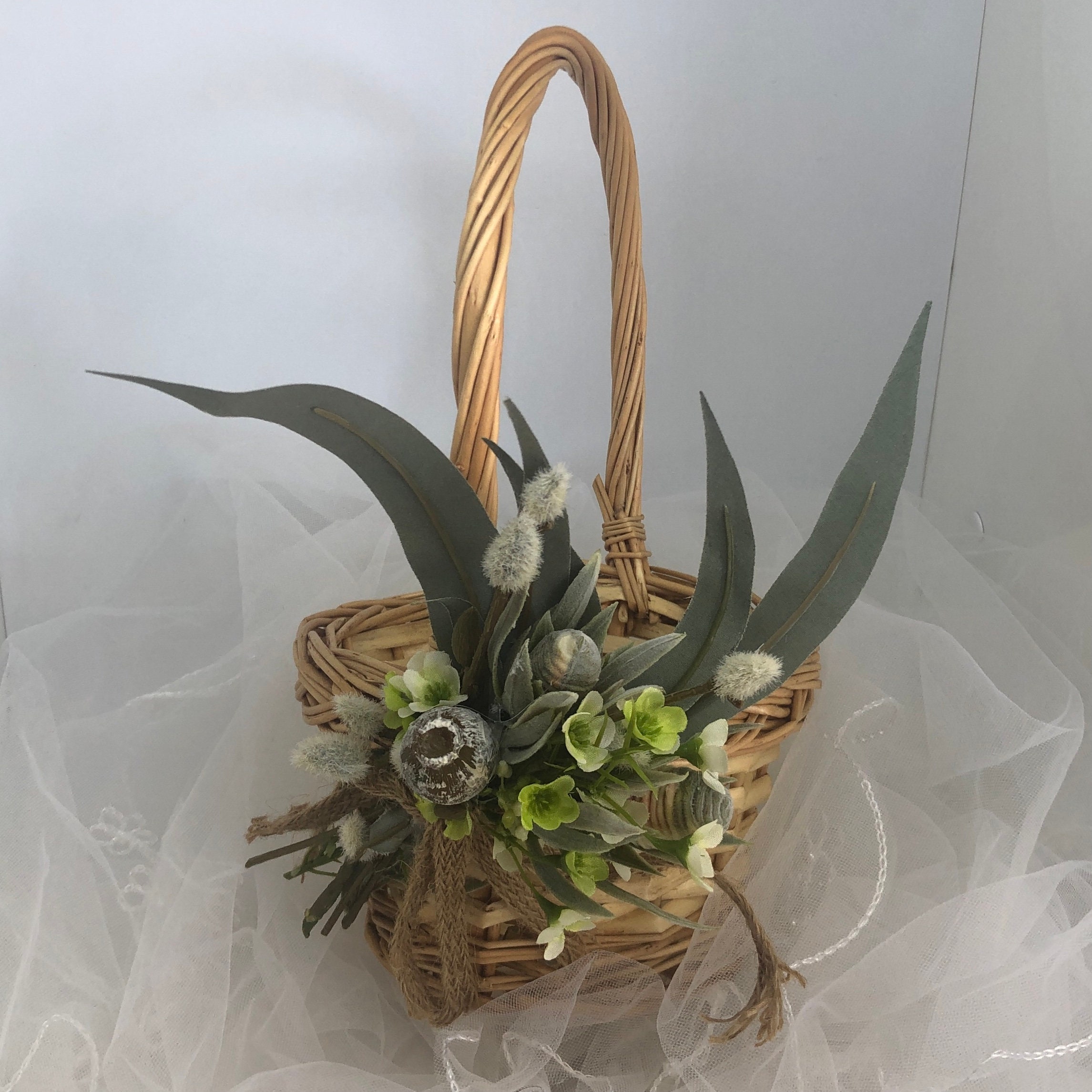 Flower Girl Basket Rustic Flower Girl Basket Cane Flower Etsy Australia