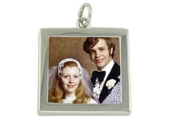 Double Sided Photo Charm, Bouquet Charm, Memory Charm, Bridal Charm, Keepsake Charm, Photo Bouquet Charm, Memorial Charm  ABBEY