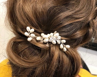 Silver Hair Pins, Hair Pins, Bridal Hair Pins, Pearl Hair Pins, Wedding Hair Pins, Bridal Headpiece - BRONY