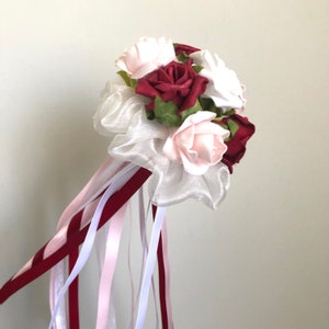 Ribbon Wand, Pink Flower Ribbon Wand, Flower Girl Wand, Flower Wand, Princess Wand, Fairy Wand - MELISSA