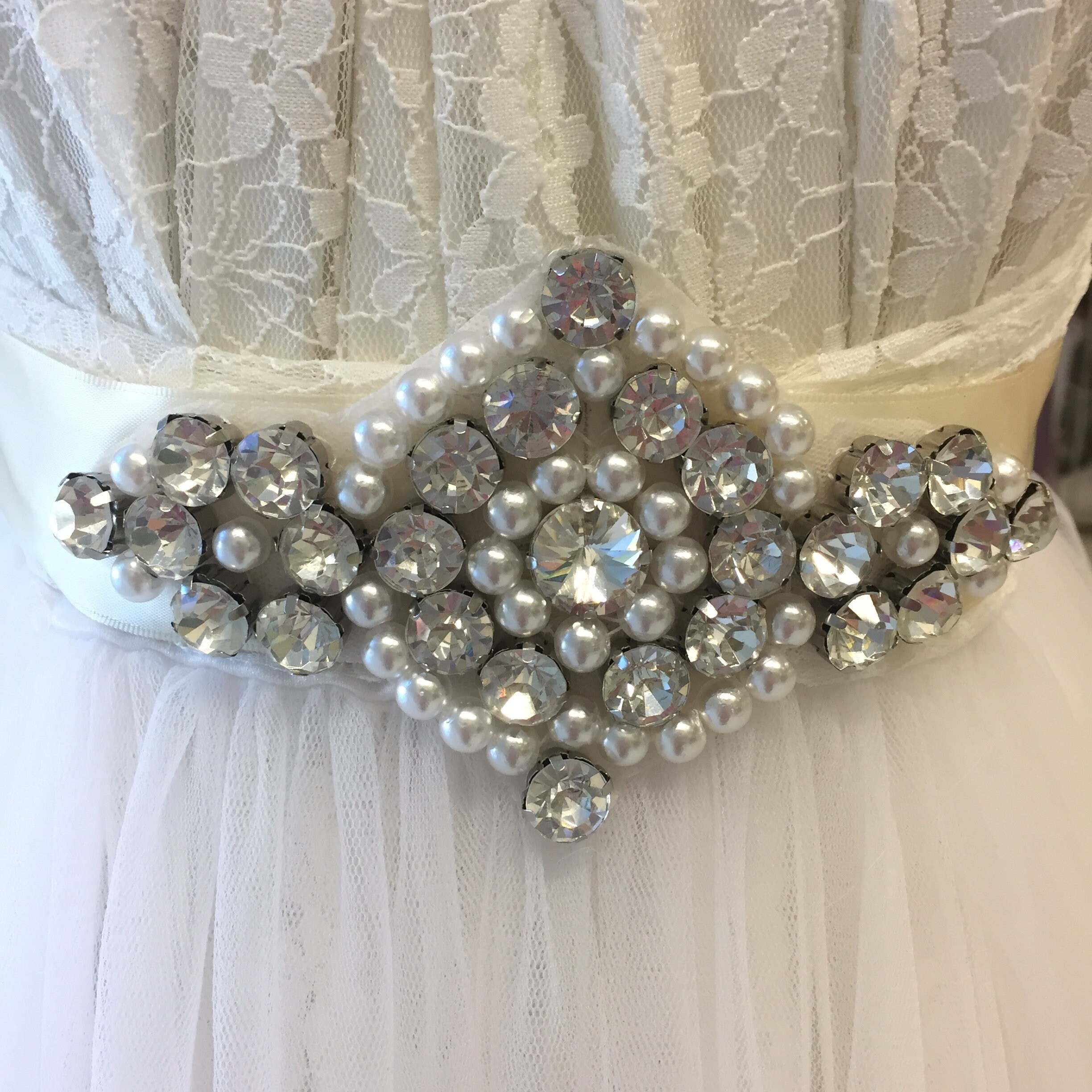 Ivory Crystal Bridal Sash Belt Rhinestone Wedding Dress Belt 120” NWT Ivory Bridal Belts and Sashes for sale | eBay main image 3