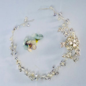 Kopfschmuck, Braut Kopfschmuck, Perlen Kopfschmuck, Hochzeitskopfschmuck, Kristall Haarschmuck - ADELINE SILVER