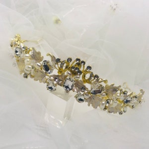 Gold Tiara, Gold Headpiece, Gold Bridal Tiara, Bridal Headpiece, Bridal Hair Accessory, Wedding Hair Accessories - LEXI