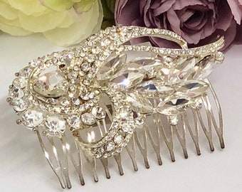 Crystal Rhinestone Bridal Hair Comb: Vintage Wedding Hair Piece