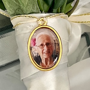 Gold Bouquet Photo Charm, Bouquet Charm, Memory Charm, Bridal Charm, Keepsake Charm, Photo Bouquet Charm, Memorial Charm - MILLIE GOLD