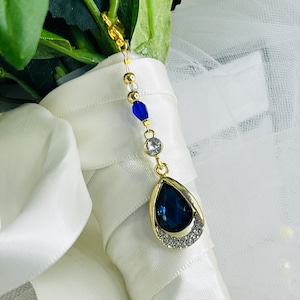 Something Blue, Bridal Pin, Good Luck Charm, Keepsake, Bridal Gift, Bridal Bouquet Charm - TRINNY GOLD