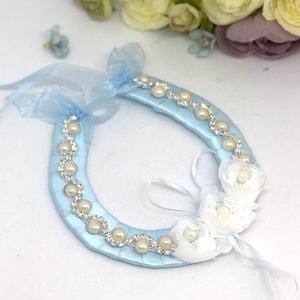Bridal Horseshoe, Wedding Horseshoe, Good Luck Charm, Keepsake, Bridal Gift, Something Blue - JULIA