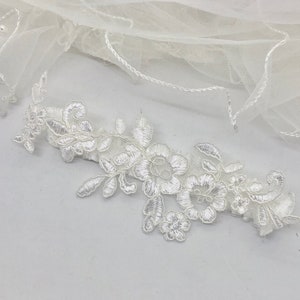 Bridal Garter, Lace Garter, Wedding Garter, Bling Garter, Something Blue, Bridal Accessories - SELENA IVORY