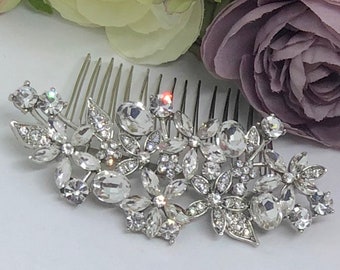 Silver Hair Comb, Bridal Hair Comb, Wedding Hair Comb, Bridal Hair Piece, Wedding Hair Piece - FLYNN