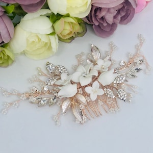 Rose Gold Hair Comb, Bridal Hair Comb, wedding Hair Comb, Bridal Hair Piece, Wedding Hair Piece - NADINE ROSE