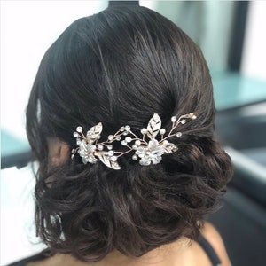 Silver Hair Pins, Hair Pins, Bridal Hair Pins, Wedding Hair Pins, Bridal Headpiece, Bridal Hairpiece - AIMEE