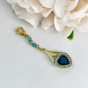 Something Blue, Bridal Pin, Good Luck Charm, Keepsake, Bridal Gift, Bridal Bouquet Charm, Gold - DAHLIA