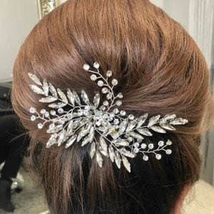Braut Kopfschmuck, Silber Haarschmuck, Braut Haarschmuck, Kristall Haarschmuck - JOSEPHINE
