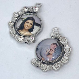Double Sided Photo Charm, Bouquet Charm, Memory Charm, Bridal Charm, Keepsake Charm, Photo Bouquet Charm, Memorial Charm  KAELENE SILVER
